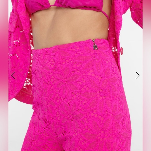 ROTATE BIRGER CHRISTENSEN HEAVY LACE HIGH RISE PANTS IN PINK GLO - Picture 4 of 11